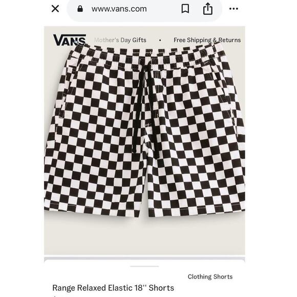 Vans Men’s Checkers Range Relaxed Elastic Shorts / Size- Large - Picture 9 of 9